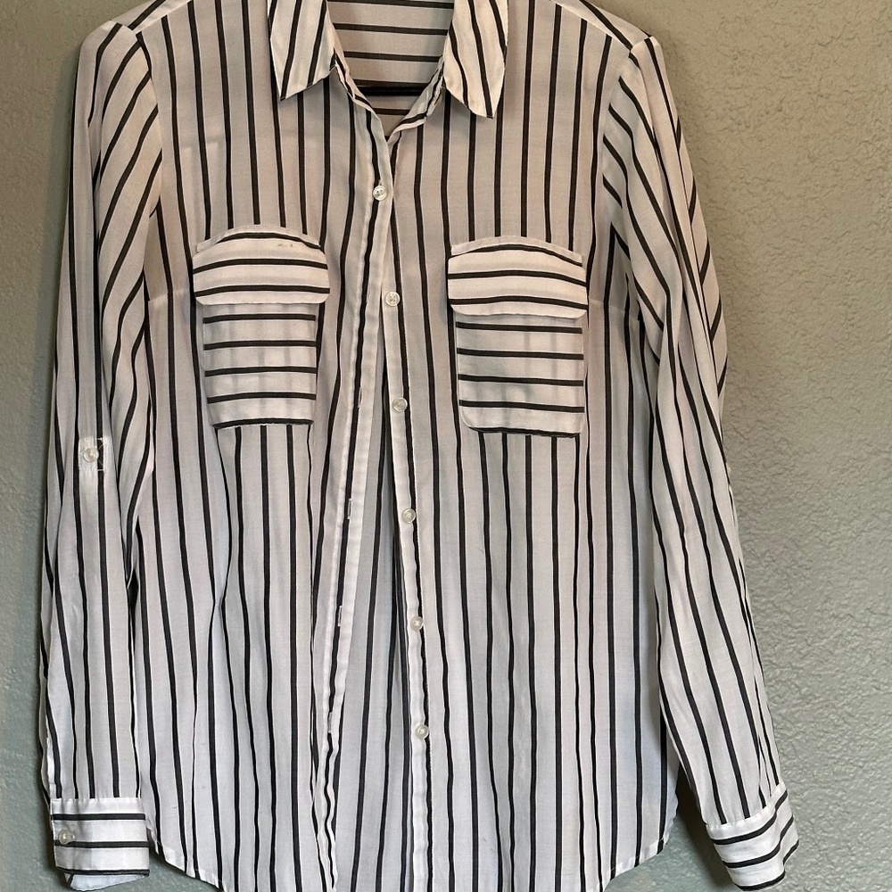 Express  Embroidered Back Button Down Dress Shirt Size Small